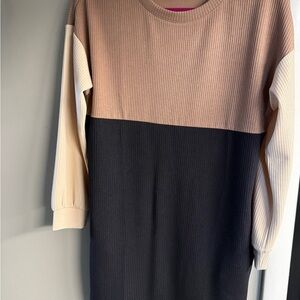 Colorblock Mini Dress - Black and Tan